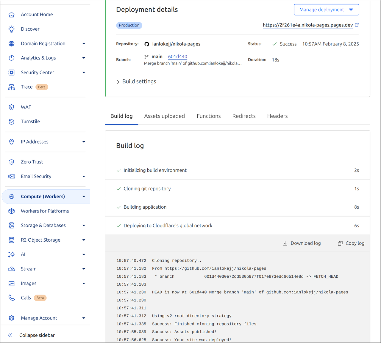 Pages deployment